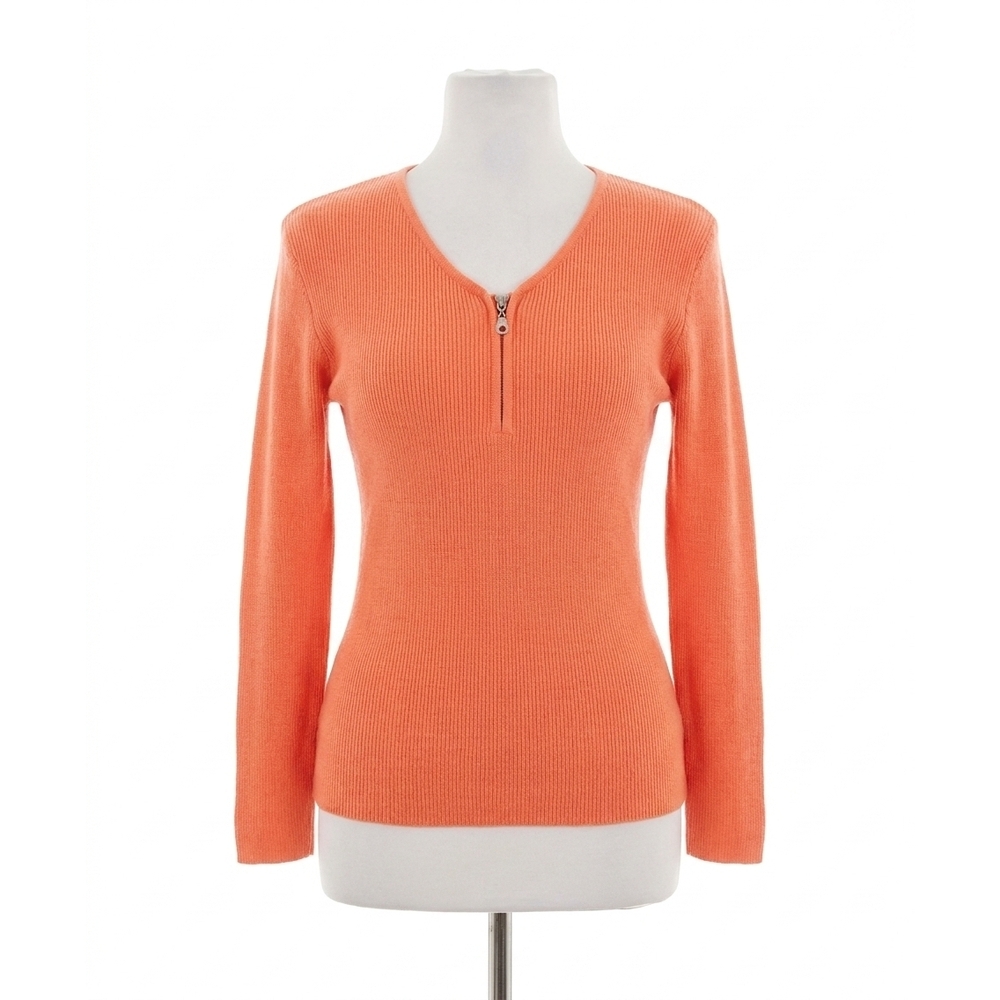 NEW ANGEL APPAREL zip v-neck top in melon